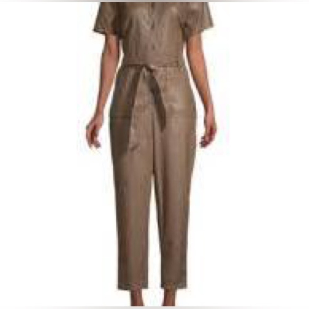 Avec Les Filles Faux Leather cropped Jumpsuit